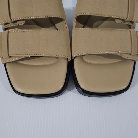 NEW Vince Rhode Sandal Dual Strap Slip On Slide Farro Tan Size 9.5 - Picture 5 of 13